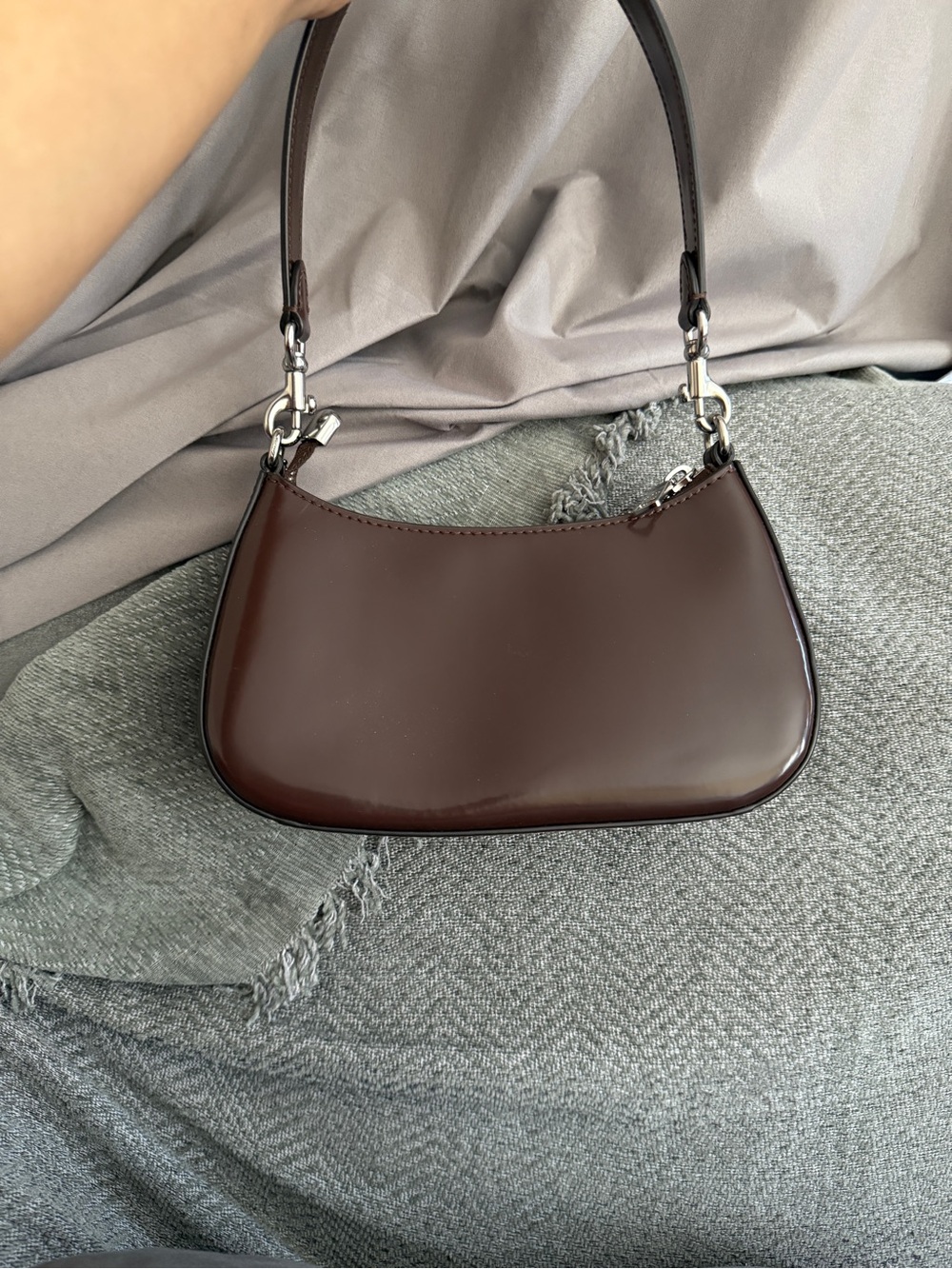 Coach Terri mini Leather Shoulder Bag - Dark Brown - Picture 6 of 9